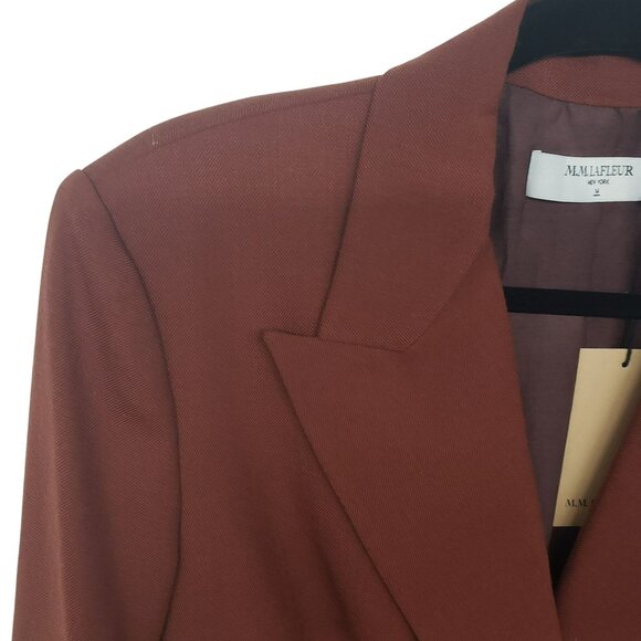 NEW MM Lafleur Gaia Sharkskin Blazer in Rust 14 - Picture 6 of 13